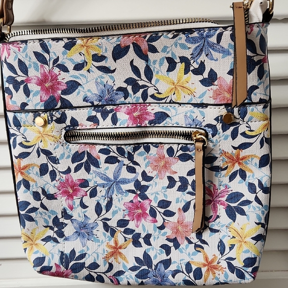 n/a Handbags - Floral Crossbody Bag with Multi-Color Design
